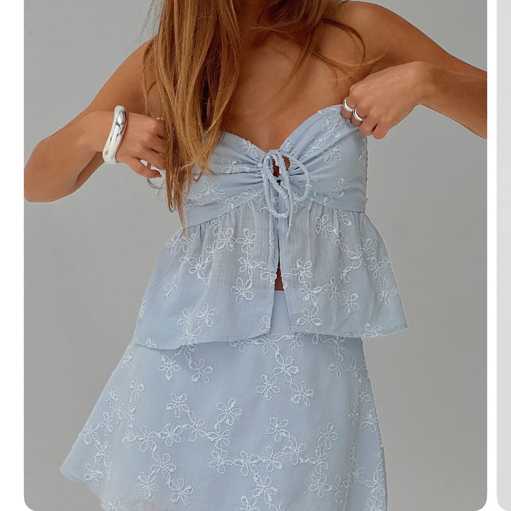 Rosenberg Strapless Top Blue